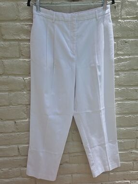 Lands' End High-rise White Anle Pleated Pants